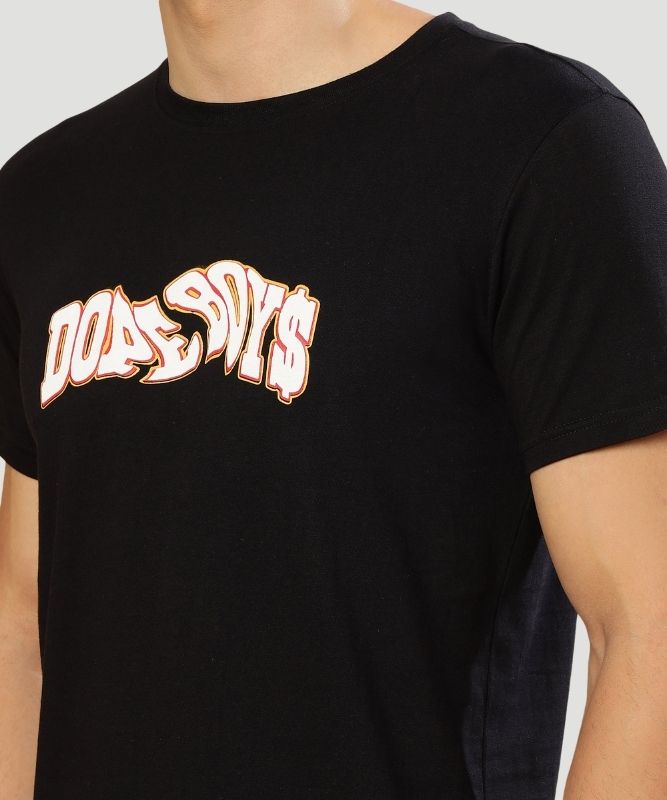 Men's Black Typography Half Sleeves Regular Fit T-Shirt