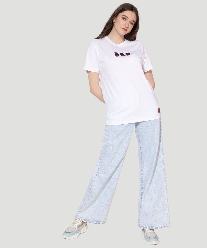 Women's White Solid Half Sleeves Regular Fit T-Shirt